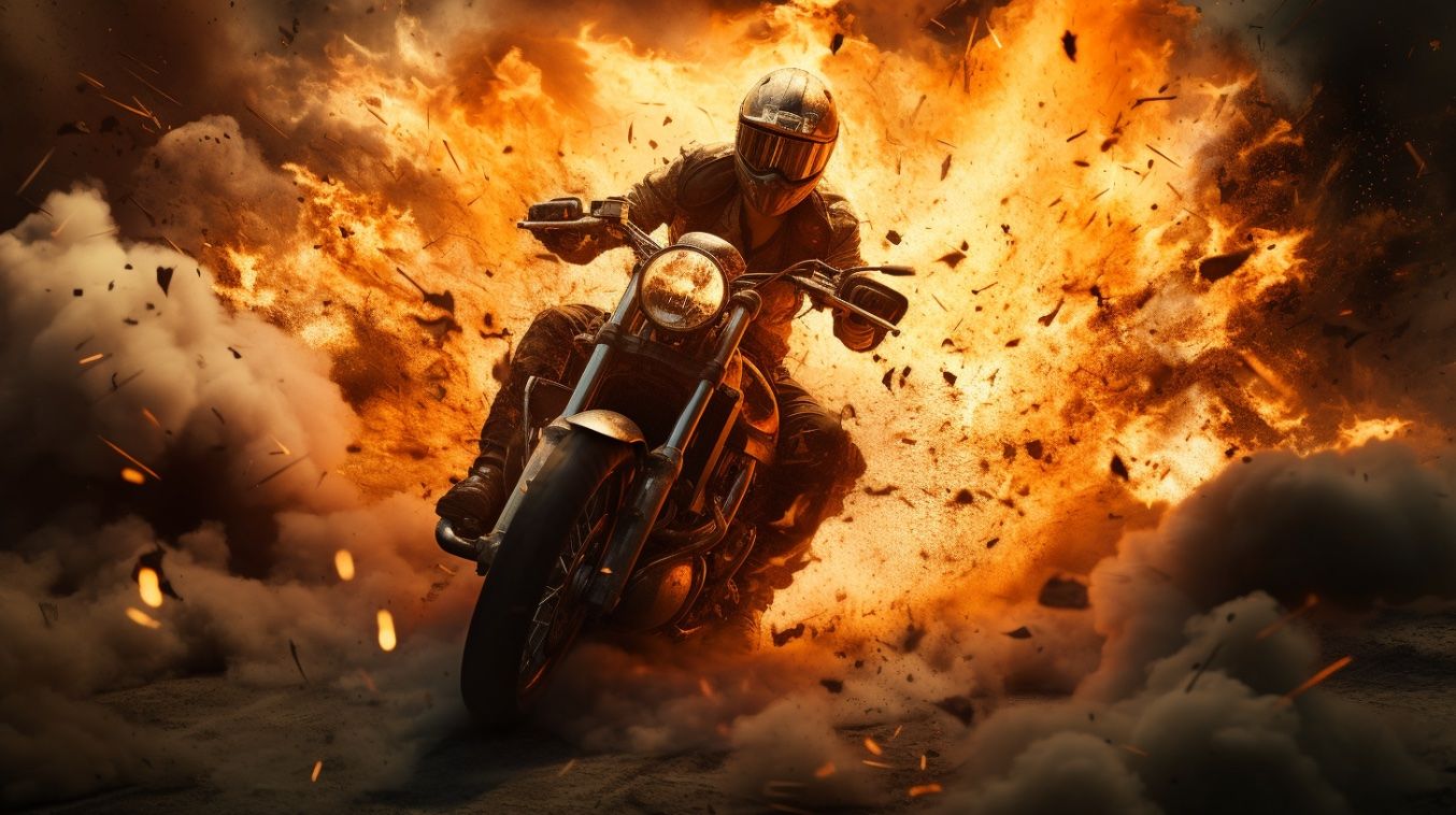 explodierendes Motorrad